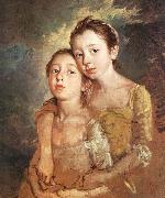 GAINSBOROUGH, Thomas The Artist-s Daughters with a Cat France oil painting reproduction